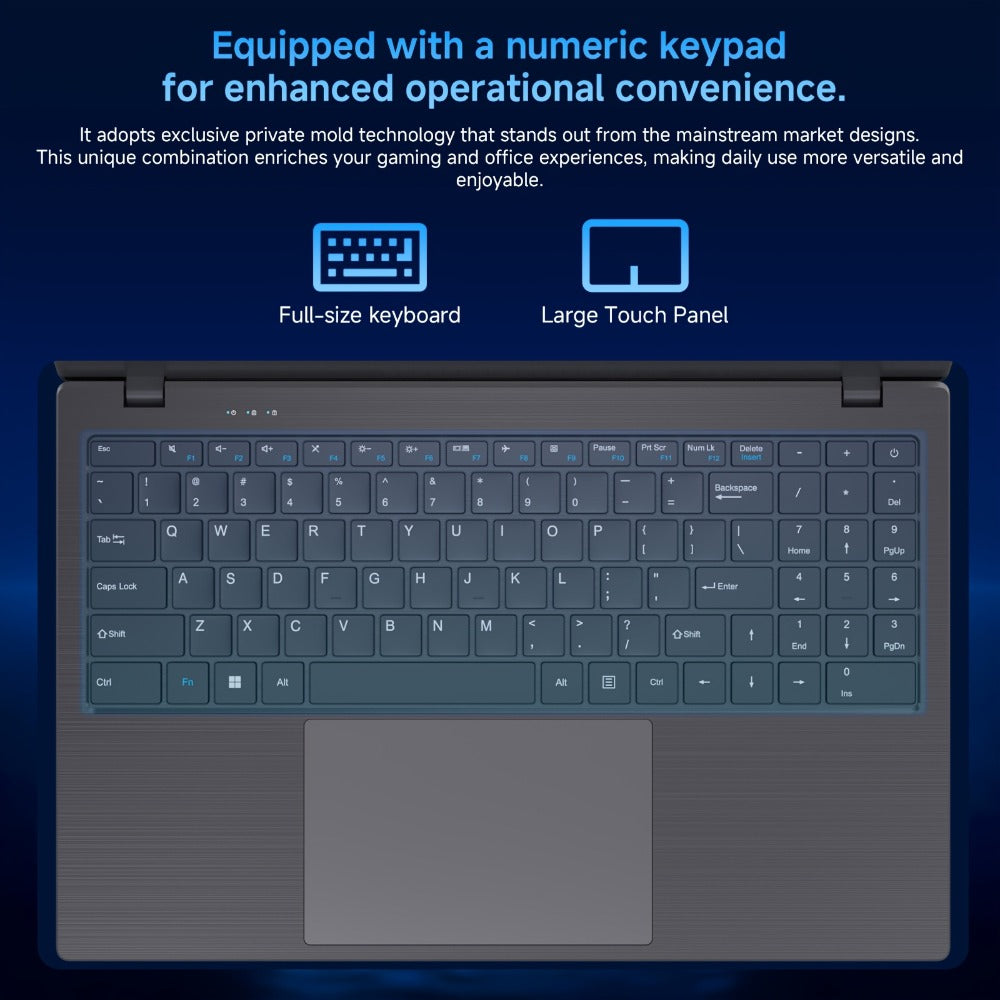 15.6 Inch Ultra-Thin Laptop, Intel Pentium 6500Y, 8GB RAM 256GB SSD, 4K Dual-Screen Support, Quad Stereo Speakers, Type-C PD Fast Charging – Lightweight Office & Entertainment Notebook PC