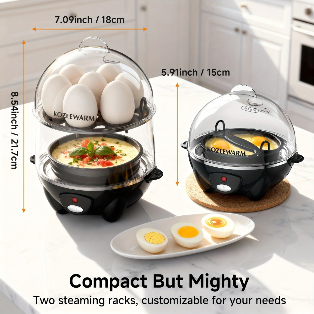 Electric Egg Boiler & Cooker with Auto Shut-Off – Single & Double Layer, Multi-Function for Hard Boiled, Soft Boiled, Scrambled, Omelette, Steamed Vegetables & Dumplings, 4 Colors