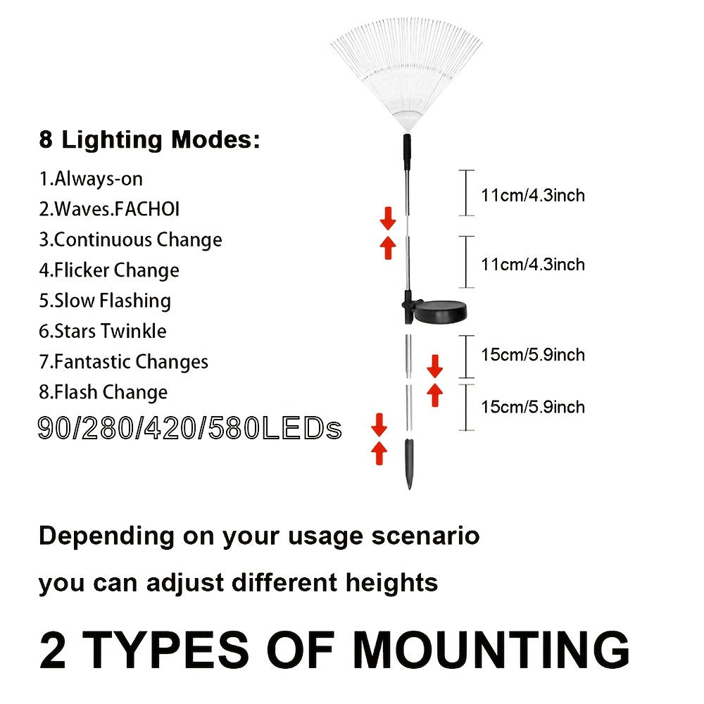 Solar Firework Lights Outdoor Smart Sensor 8 Modes – 90 280 420 520 LED Garden Starburst Lights for Patio Walkway Pathway Party Wedding Warm White Multicolor 1 4 6 8 12 Pack