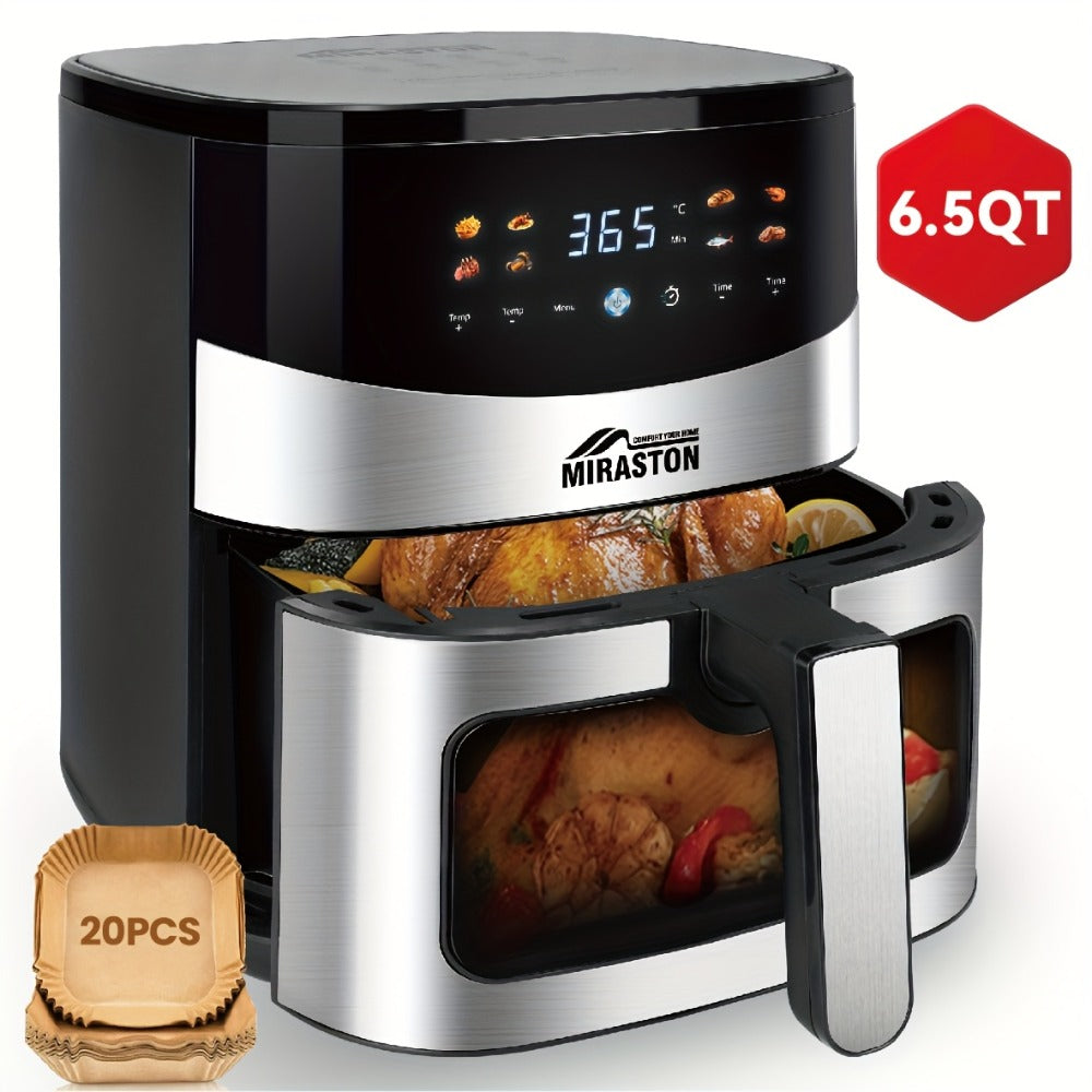 Air Fryer Smart Touch Screen – 2.8QT & 6.5QT with Color Icons, Viewable Window, 8 Preset Recipes & Manual Adjustments, Dishwasher-Safe Basket for Family Meals & Party Cooking
