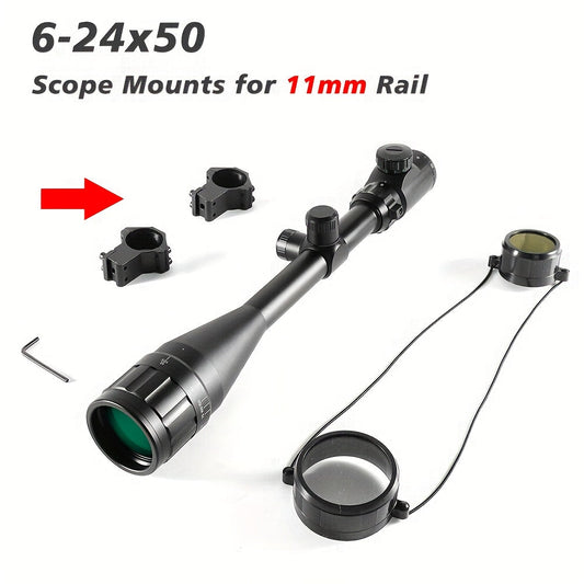 Rifle Scope 6-24x50 AO with Red/Green Illuminated Reticle and Aluminum Alloy Body