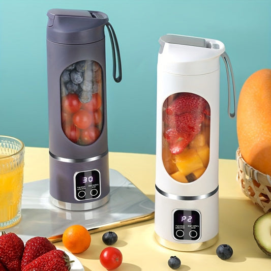 Portable USB Rechargeable Blender with 450ml Cup and LED Display for Smoothies and Shakes