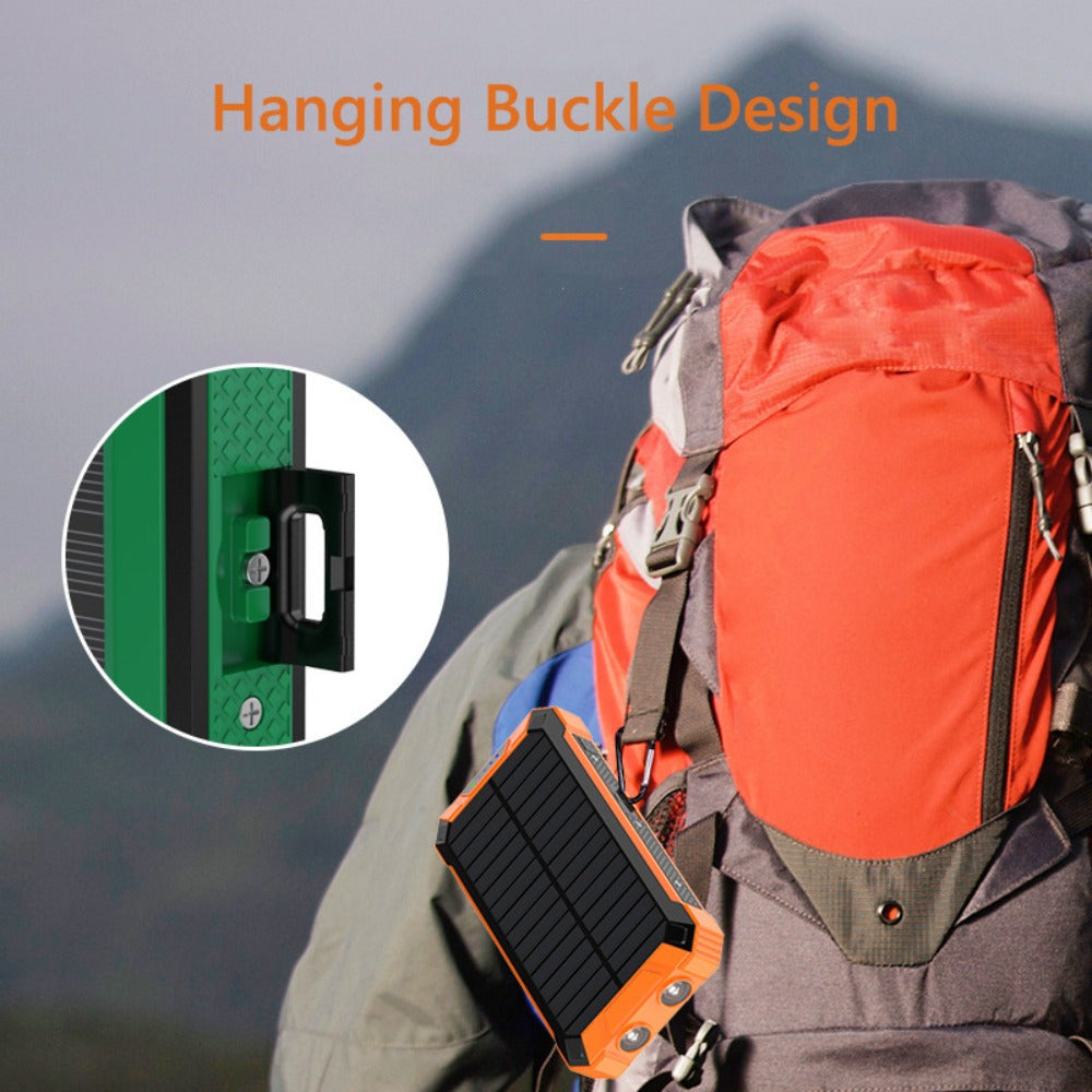 Solar Power Bank 46800mAh Wireless Charging 4 Built-in Cables Dual LED Flashlight 15W Fast Charge Outdoor Camping Hiking Emergency Battery Pack iPhone Android Red Green Blue Black Orange
