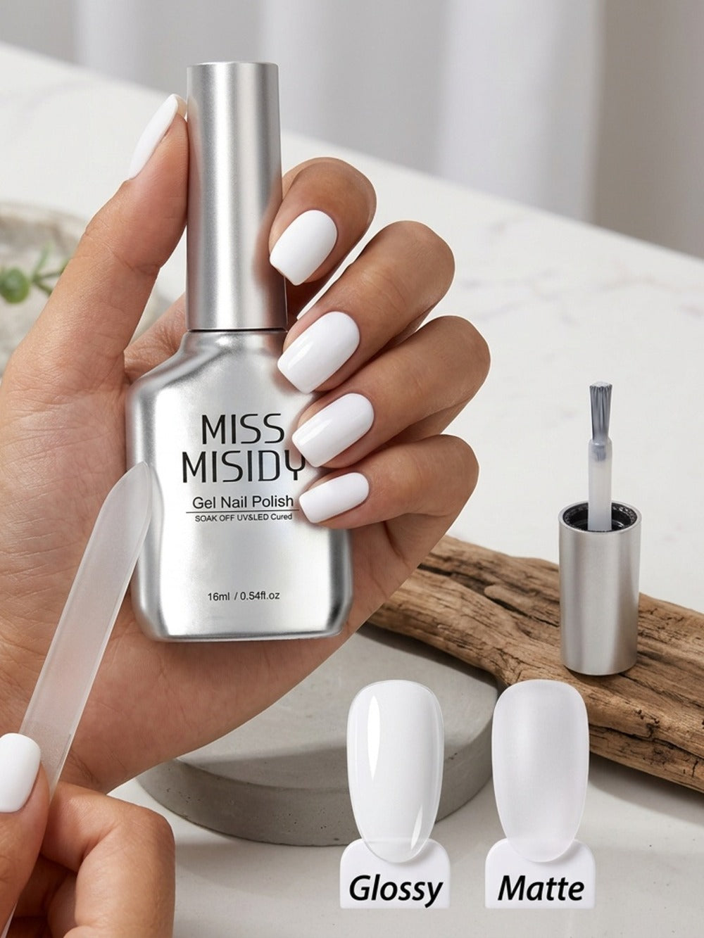 Odorless Gel Nail Polish Black & White 0.54oz MISS MISIDY Soak-Off UV LED Durable High Gloss – Self-Leveling Easy Application for Salon & Home Manicure Pedicure, Classic Minimalist Nail Art Gift for Women