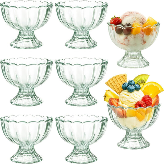 Tulip Shaped Dessert Bowls Set of 12 – 5 Oz Glass Cups for Ice Cream, Sundaes, Fruit & Salads – Dishwasher Safe Snack & Cocktail Bowls – Perfect for Christmas & Holiday Gatherings – Light Green