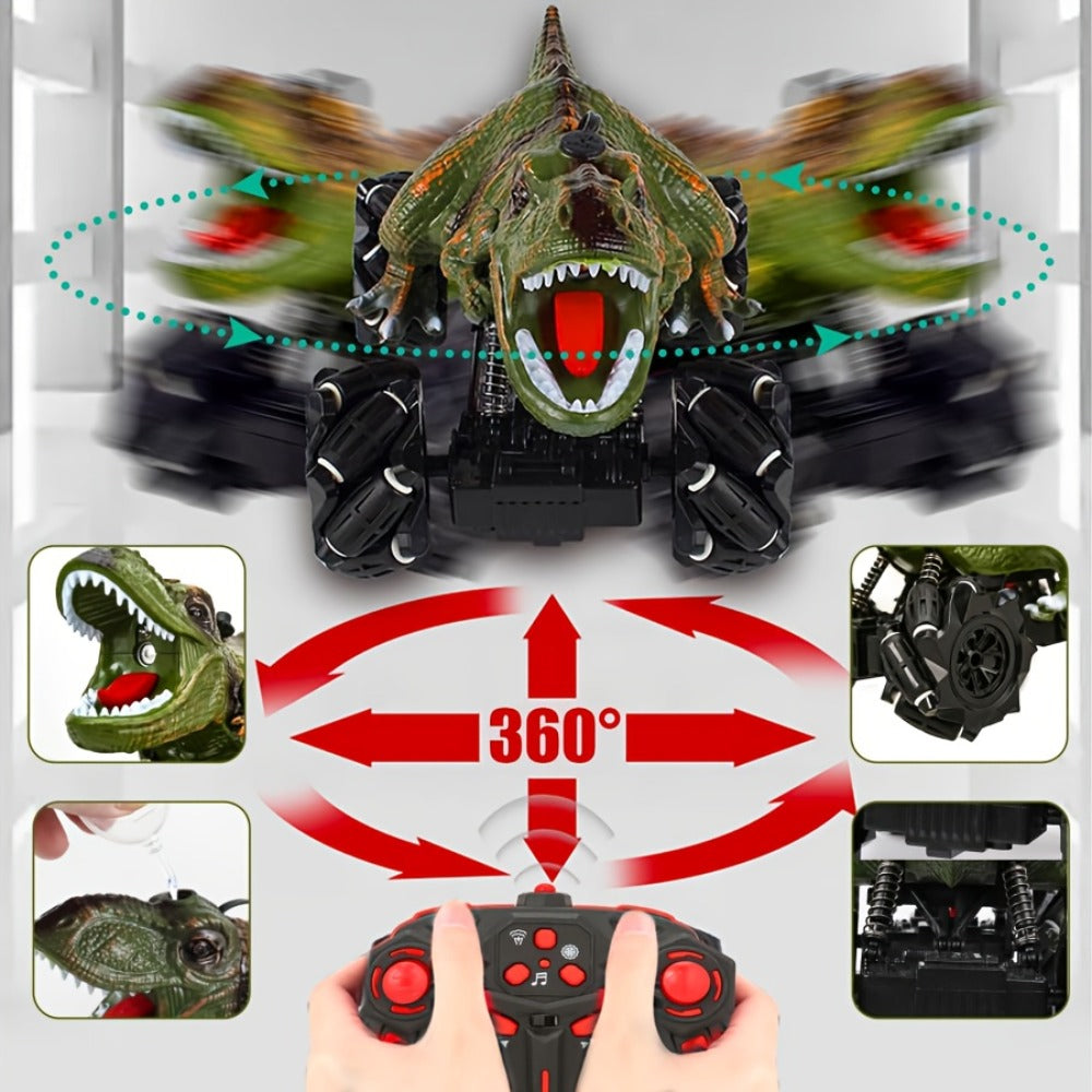 Dinosaur RC Monster Truck with Side Drift, Lights and Sound