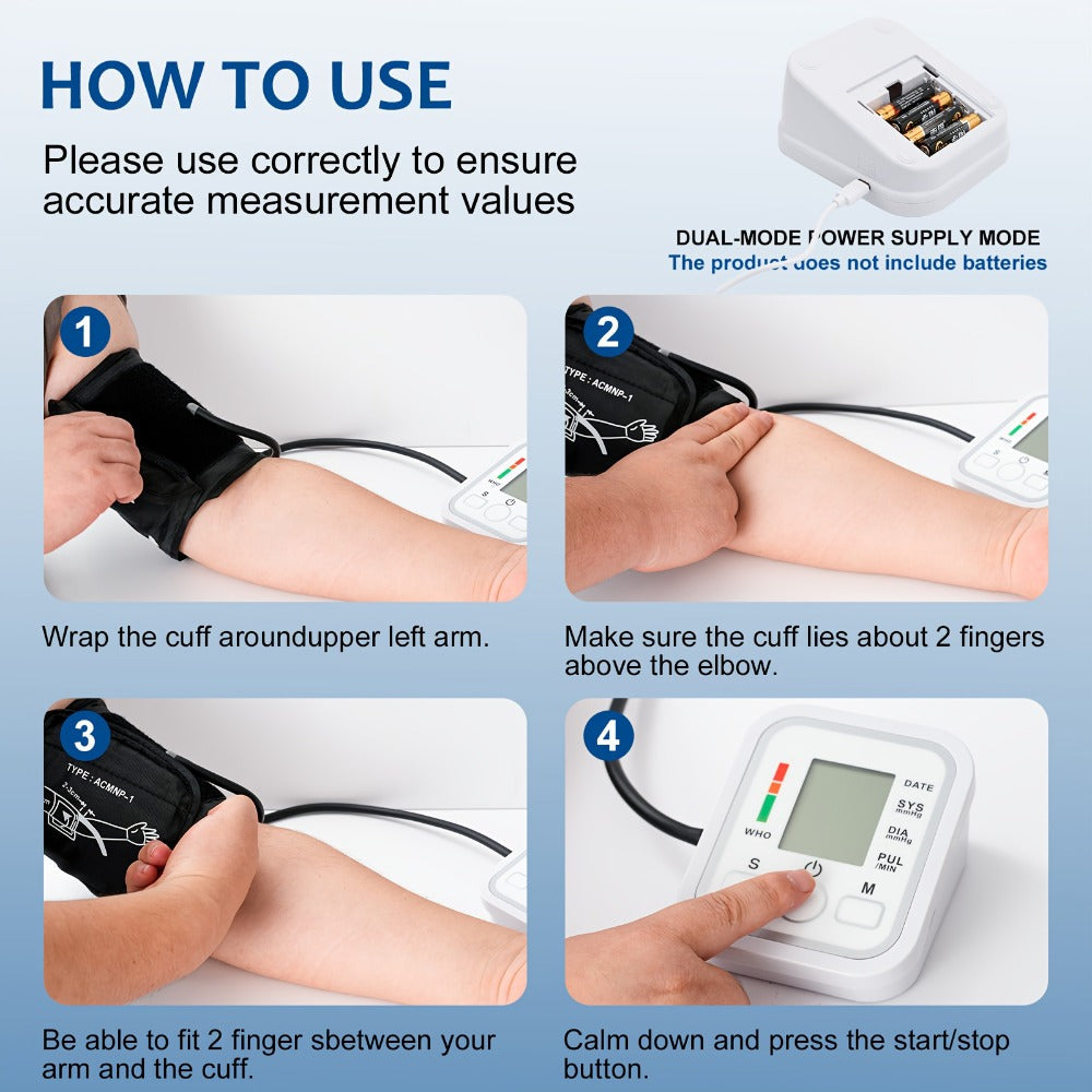 Upper Arm Blood Pressure Monitor – Large LCD, Voice Broadcast, Heart Rate & Irregular Heartbeat Detection, 2×99 Memory, 8.7–14.2" Adjustable Cuff, One-Touch Operation for Seniors & Pregnant Women