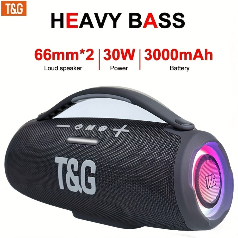 TG418 Bluetooth Wireless Speaker 3000mAh, LED Flash Lights, EQ Settings, Type-C Charging, TF Card USB AUX Compatible, Loud Portable Speaker for Mobile Phones Tablets Computers Outdoor & Home Use