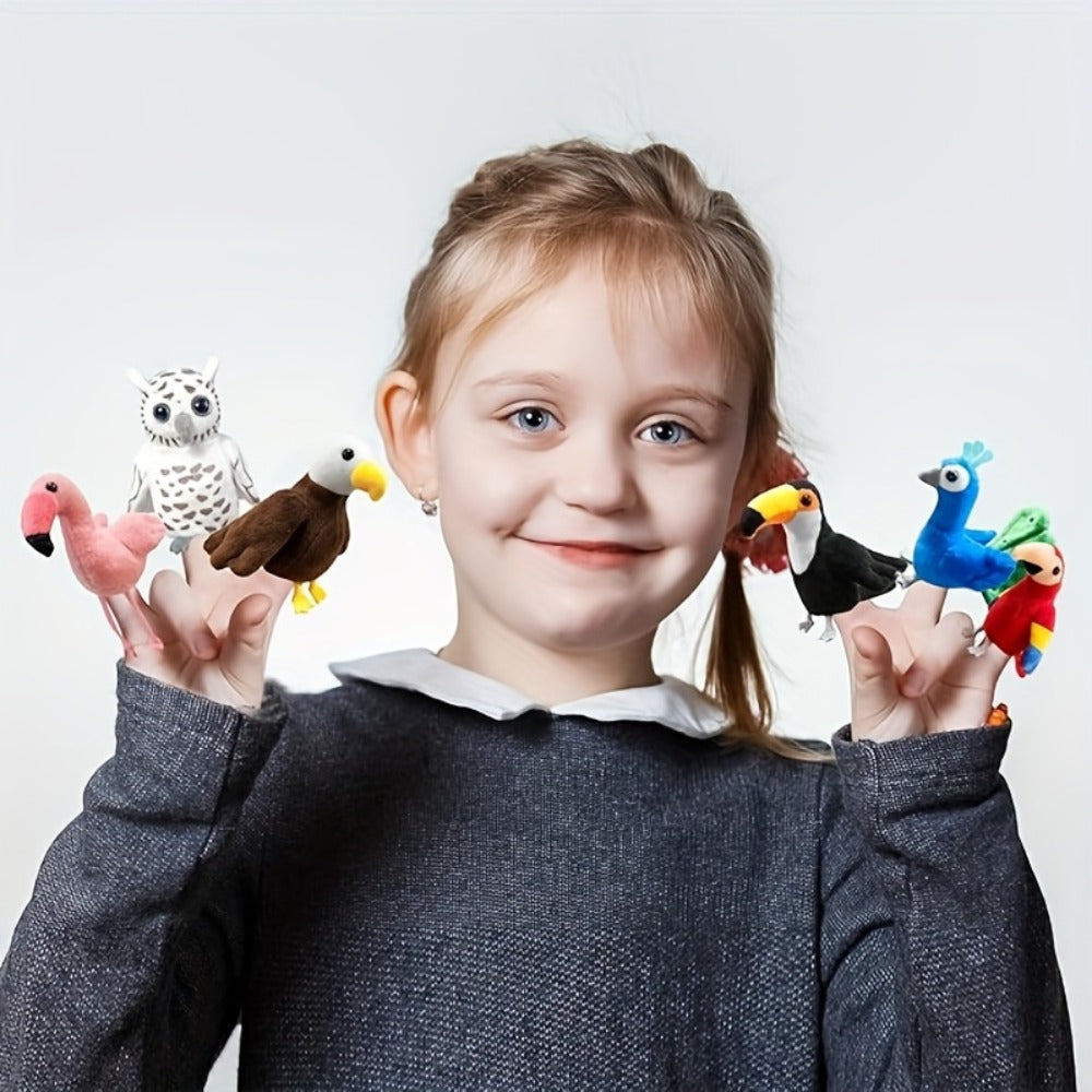 Bird Finger Puppets Set 6pcs Realistic Mini Hand Puppets for Kids Toddlers, Cute Animal Bird Puppets for Role Play Storytelling Nature Learning, Birthday Party Favor Gift