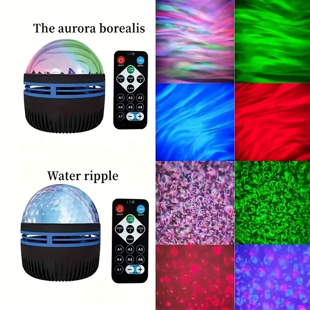 Multicolor LED Water Ripple Night Light USB Plug-and-Play with Remote Control – Color Changing Ambient Projection Lamp for Living Room, Bedroom, Holiday Party & Home Decor