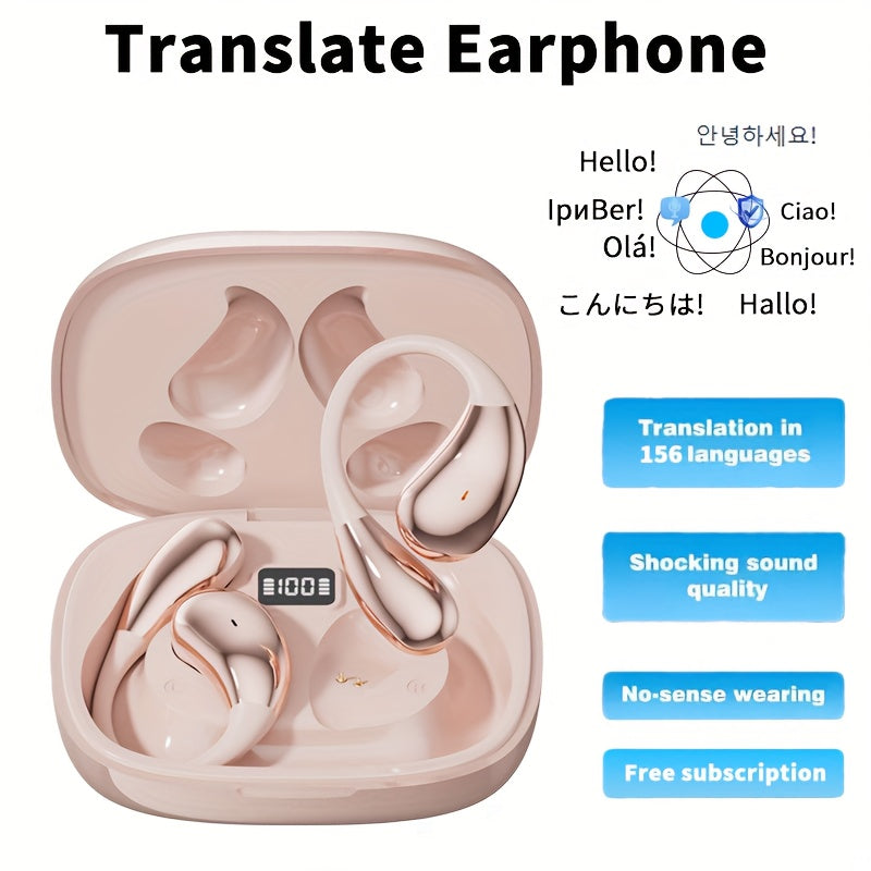 AI Translation Earbuds Bluetooth 5.4, 156 Languages Real-Time Two-Way Translation, Offline Mode, Audio Transcription & Photo Translation, HD Sound, 4-Hour Battery - 3-in-1 Device for Travel, Business & Learning