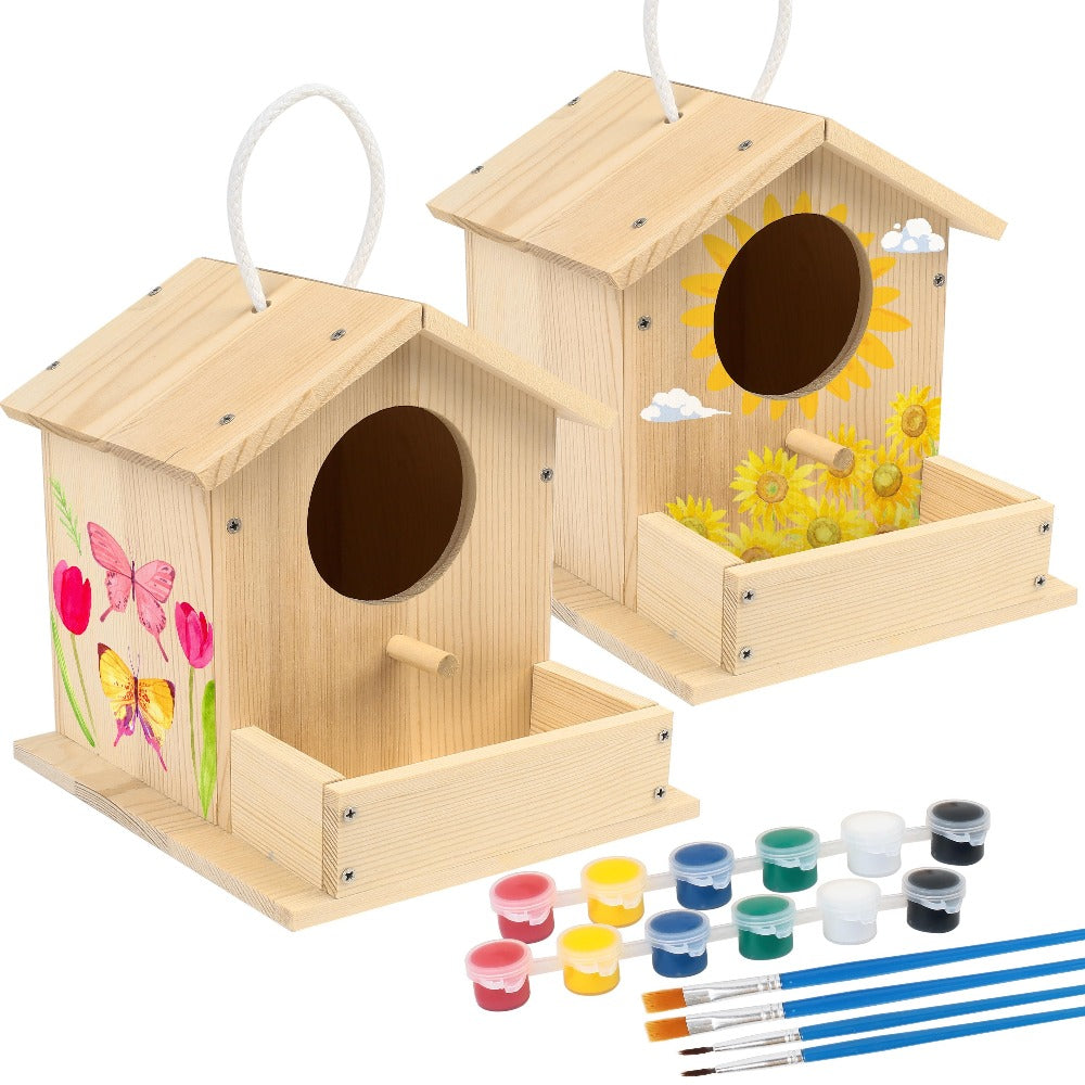 Wooden Birdhouse Building Kit for DIY Build-and-Paint Craft Projects