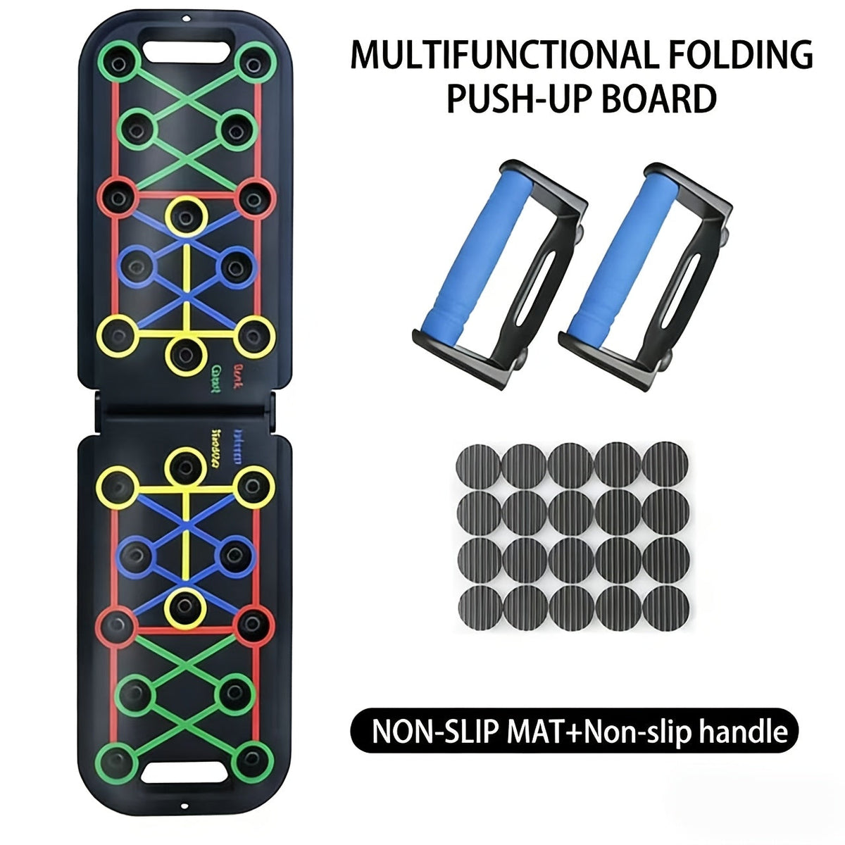 Push Up Board Multifunctional Color-Coded Chest Workout System, Adjustable Home Gym Equipment for Chest, Shoulders, Triceps & Back Strength Training, Lightweight Durable Frame with Resistance Bands & Pull Ropes