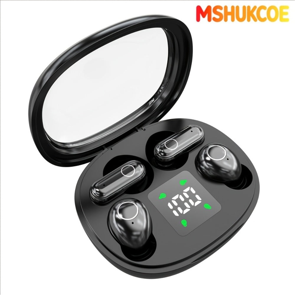 MSHUKCOE 2in1 Sleep Earbuds Invisible Mini Noise Cancelling, 6D HiFi Sound Effect Low Bass Wireless Headphones Long Battery Life, Comfortable Wear for Leisure Office Classroom, Birthday Gift