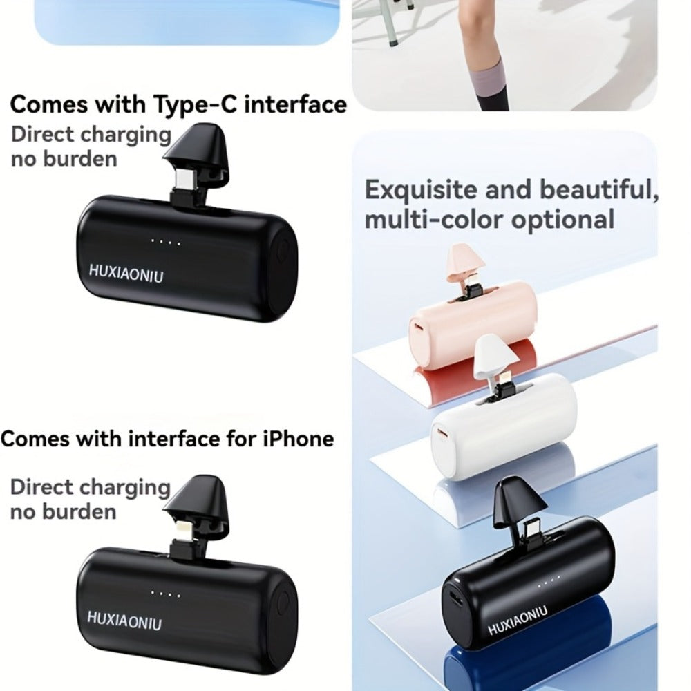 5000mAh Portable Charger with Built-In 2-in-1 Lightning & USB-C Connector - Slim Mini Power Bank 18.5W Fast Charging Compatible with iPhone 17 16 15 14 13 12 11 Samsung Android