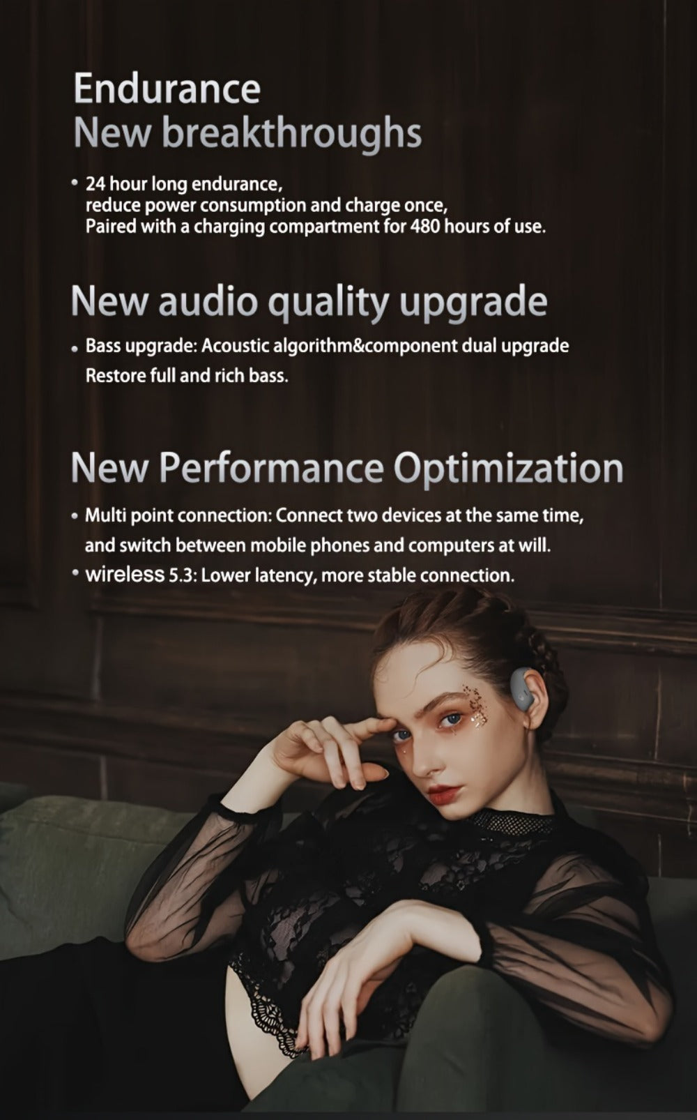 90H Wireless Earphones ENC Noise Cancellation 3D Deep Bass Secure Earhook Sport Running Earbuds Long Battery Life Bluetooth Compatible iOS Android Black White Green