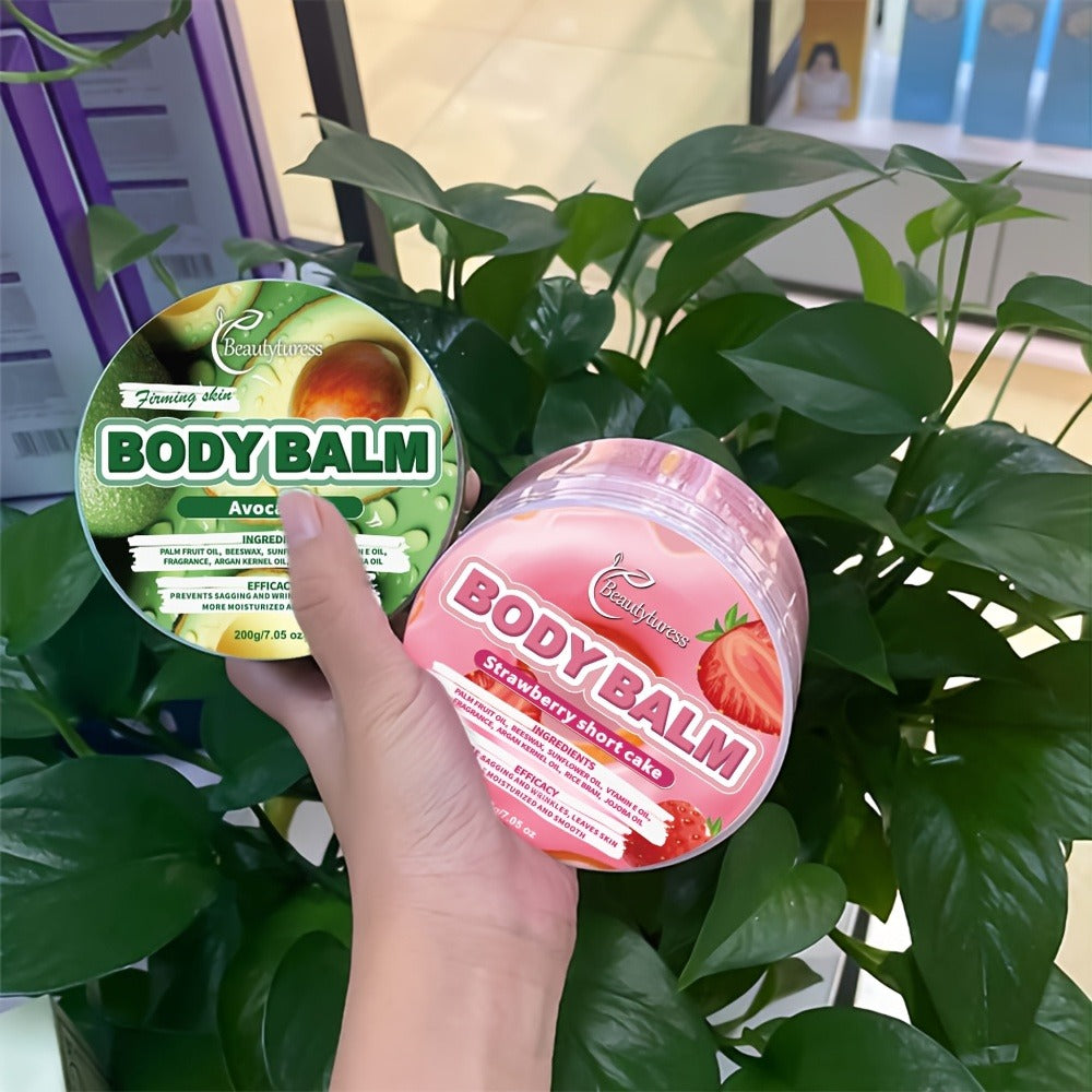 Body Butter Cream 200g Shea Butter Vitamin C Glycerin — Deep Moisturizing Body Glaze for Dry Skin Long-Lasting Hydration Hypoallergenic, 6 Fruity Scents Strawberry Peach Watermelon Blueberry Avocado