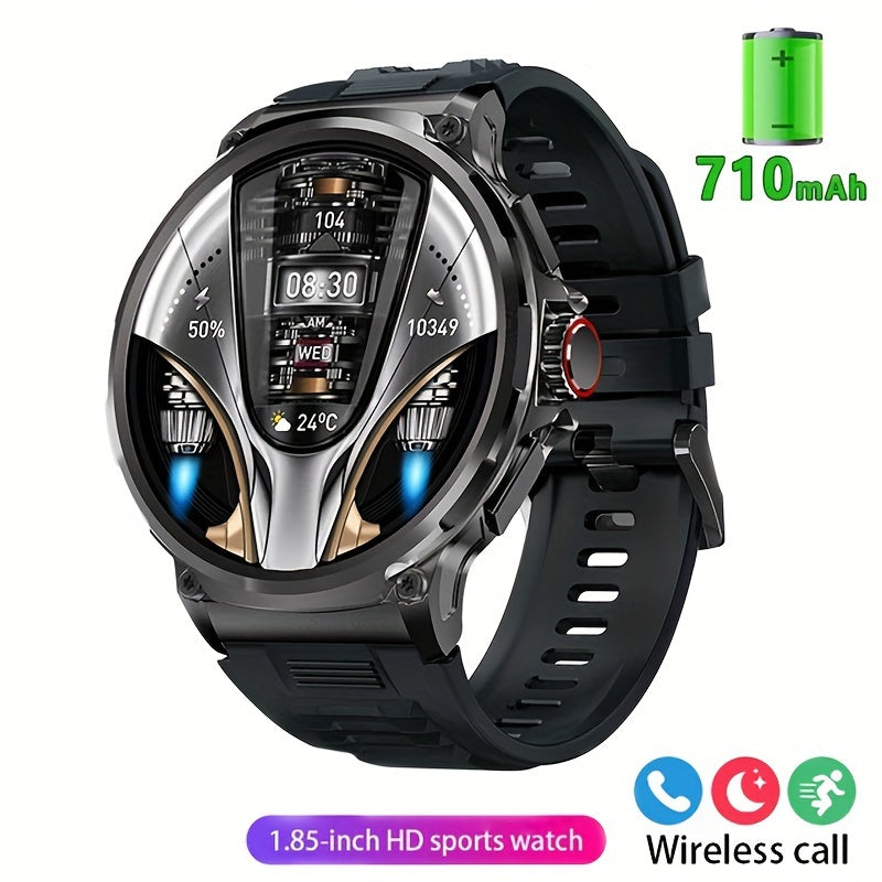 710mAh Long Battery Outdoor Sports Smartwatch for Men – 360x360 HD Screen Wireless Calling High-Quality Speaker Music Control Sports Tracking Sleep Monitor Dynamic Dial Silver Black Gift