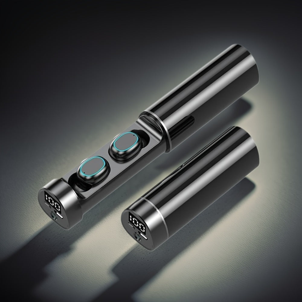 Wireless Earbuds with Built-In Torchlight Hi-Fi Sound Touch Control Mic Sound Isolation USB Rechargeable Case for Gaming Outdoor Sports Running All Smartphones