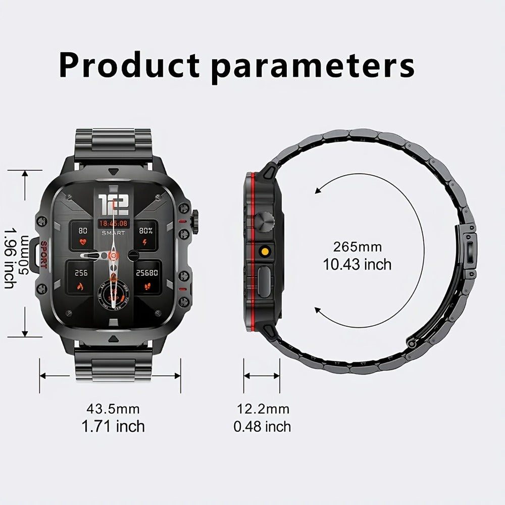 2-in-1 Smartwatch with Wireless Earbuds, Bluetooth Calling & Music Playback, HIFI Sound Quality, HD Lens Camera, Built-in Microphone, UV Protection, Magnetic USB Charging, Dual Strap – Outdoor Sports Smart Watch for Men & Women