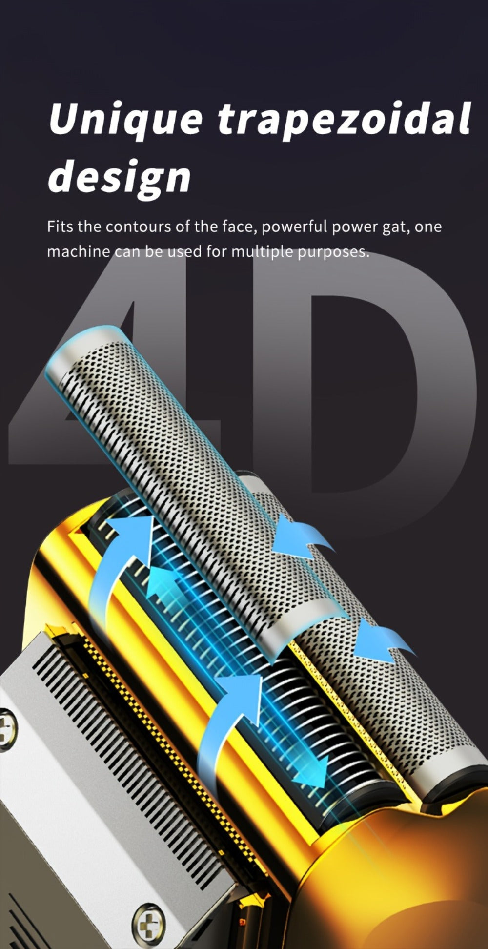 Bald Head Shaver & Beard Trimmer 2-in-1 Electric USB Rechargeable – Aluminum Foil Razor Professional Hair Clipper Grooming Tool for Men, Cordless Portable Silvery & Gold