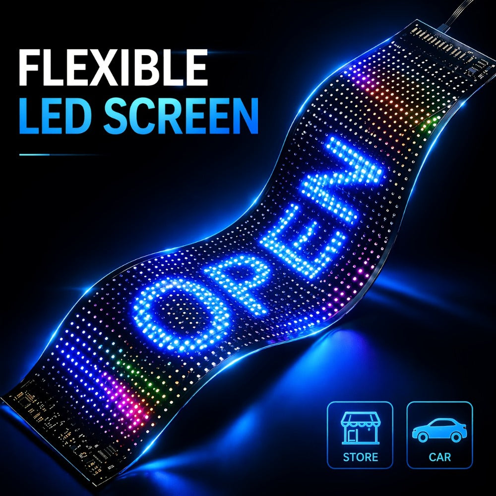 Programmable LED Sign – Flexible Matrix Display with App Control, Custom Text & Animations, Music Sync, USB Powered LED Panel for Bedroom Decor Store Window Business Display (3 Sizes)