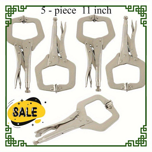 Locking C Clamp Set with Swivel Pads, 11-Inch, 5-Pack Alloy Steel
