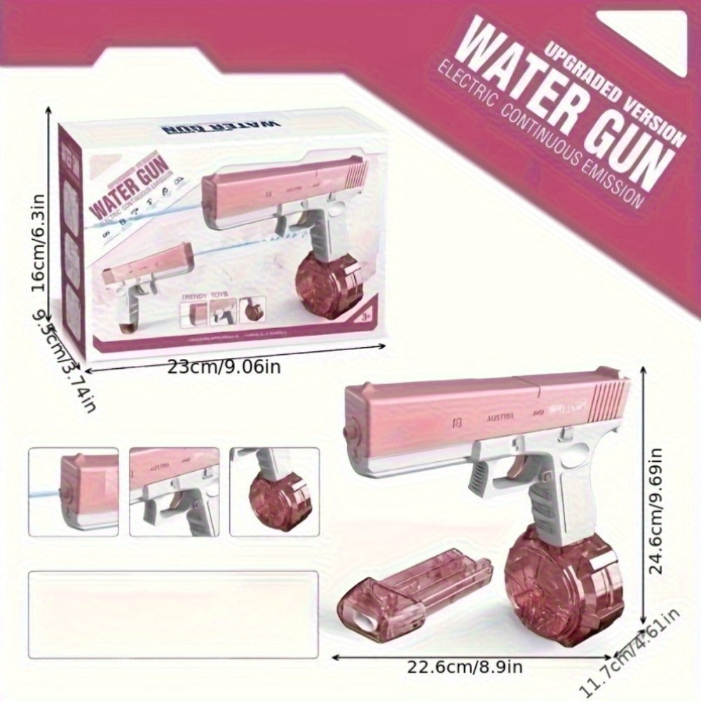 Dual-Magazine Automatic Water Gun in Blue or Pink for Outdoor Play