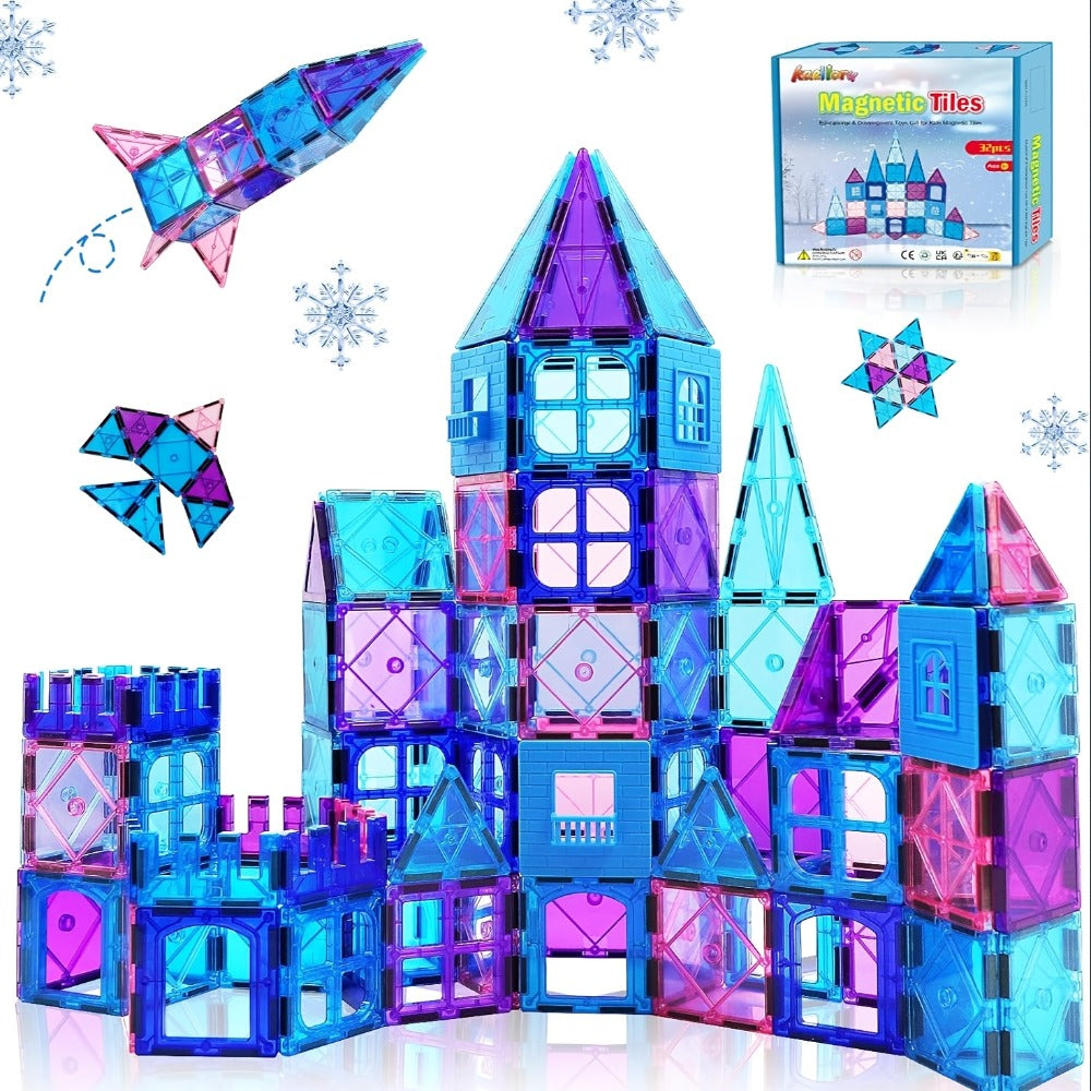 Magnetic Tiles Building Set, 32 Pcs 3D Magnetic Building Blocks for Kids Ages 3-8