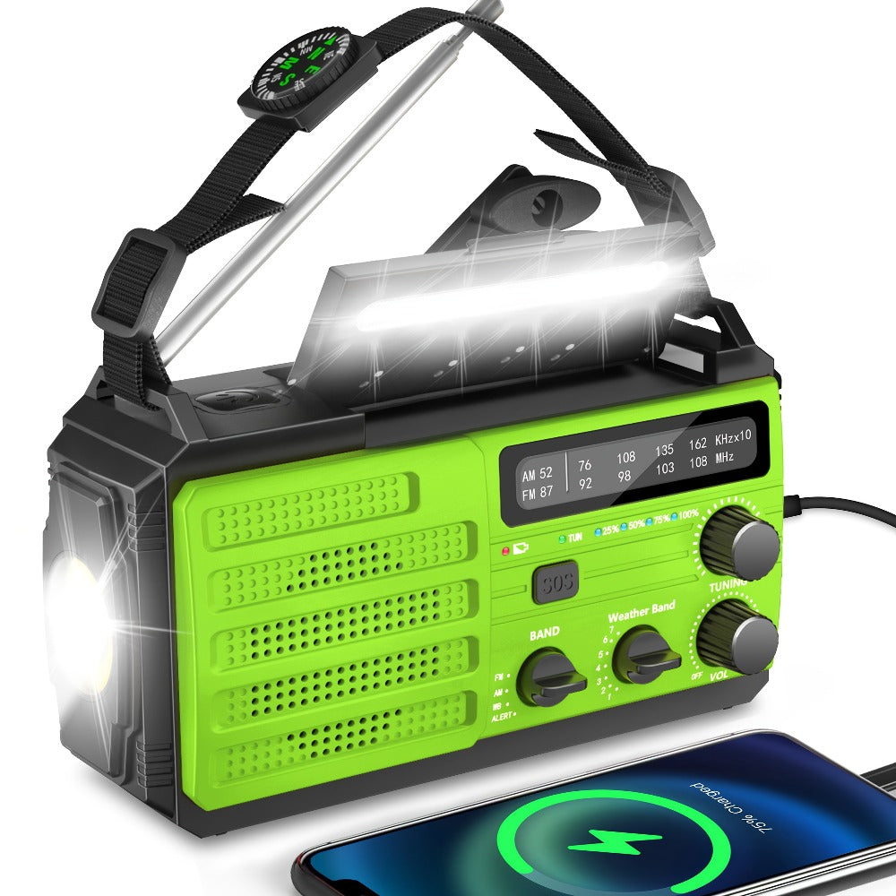 2000mAh Emergency Radio with Built-in 3-in-1 Charging Cable – AM/FM/NOAA Weather Radio, Solar Hand Crank USB Power Bank, SOS Alarm Flashlight, Winter Storm Survival Kit for Hurricane Preparedness
