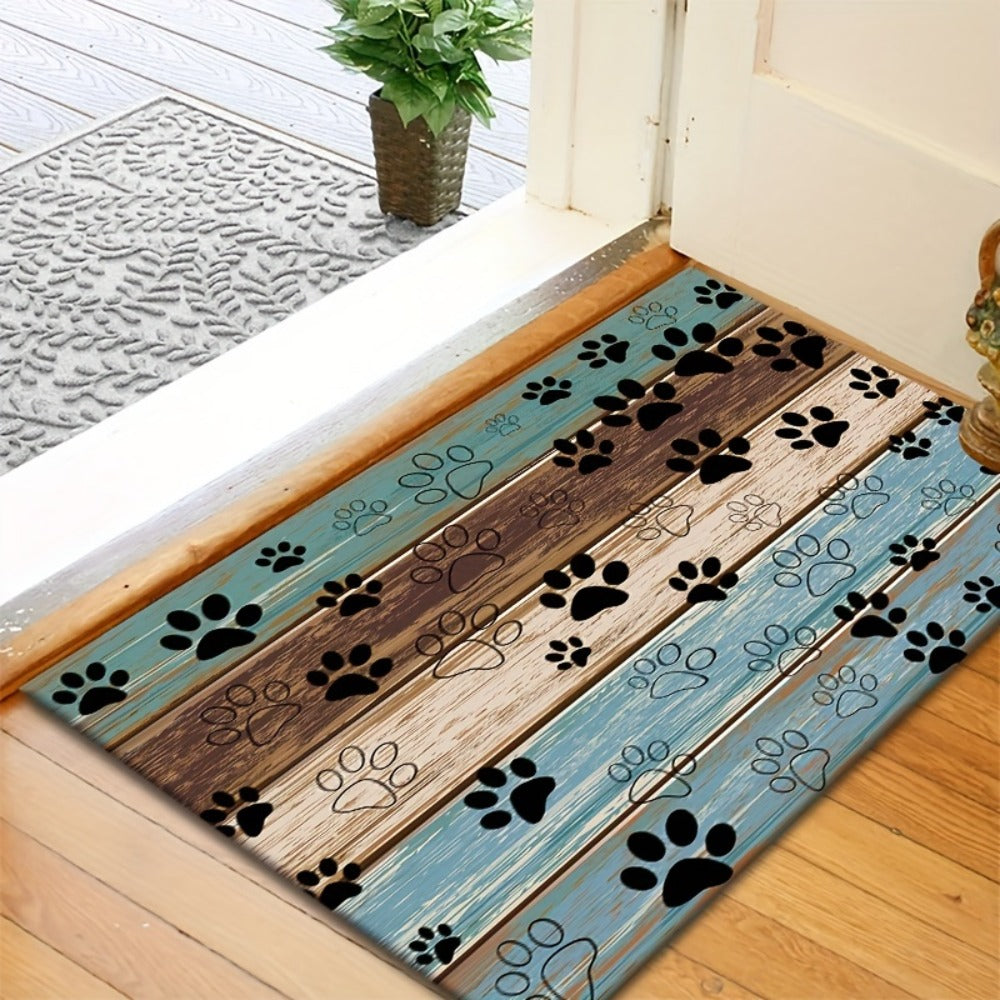 Cat Paw Print Door Mat Non-Slip Washable – Indoor Outdoor Welcome Mat Quick-Dry Anti-Slip Rug for Living Room, Bedroom, Bathroom, Kitchen, Entryway – Multiple Sizes