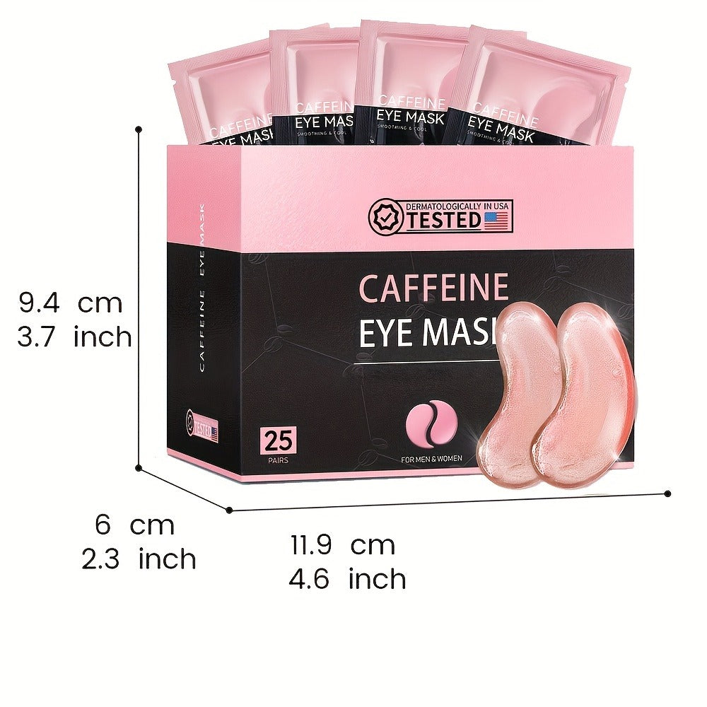 Caffeine Under Eye Patches 25 Pairs – Collagen Gold Eye Mask Reduces Dark Circles Puffiness Eye Bags Fine Lines Anti-Wrinkle Hydrogel Hydrating All Skin Types Spa Skincare Gift 20 Min