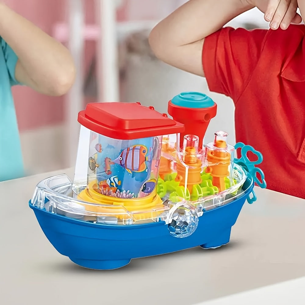 Interactive Sensory Boat Toy for Toddlers 2+ – Underwater Ocean Theme with Fish & Coral, Rotating Scroll Screen & Music, Educational Sensory Stimulation Play Toy for Boys & Girls, Birthday Gift