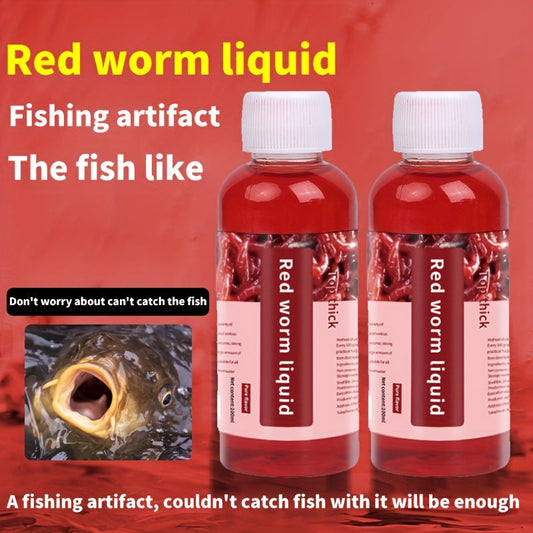 Red Worm Liquid Fish Bait Attractant, 100 mL Bottles, 2-Pack for Freshwater Fishing