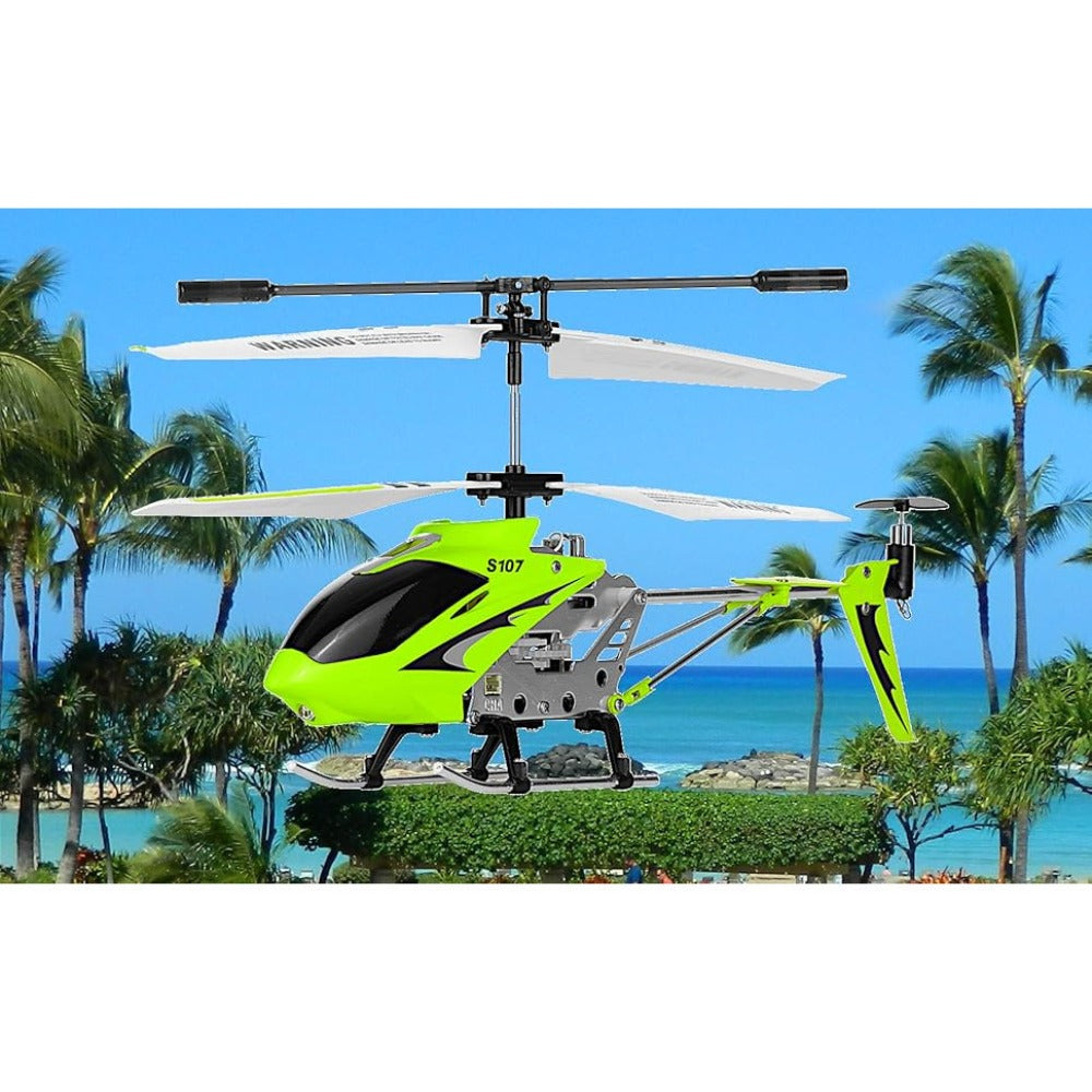 Syma S107G Indoor RC Helicopter 3.5CH Gyro Stabilizer USB Charger Spare Blade – Ready-to-Fly Remote Control Helicopter for Kids Beginners Adults Green White Blue Yellow Birthday Christmas Gift