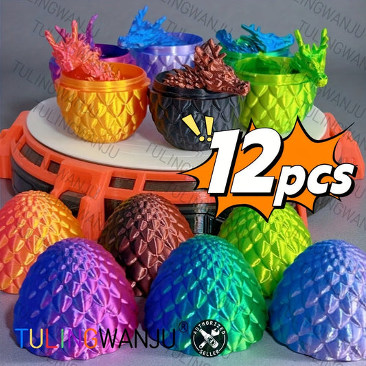 Dragon Figurine and Egg Ornament Set, 12-Piece Fantasy Display