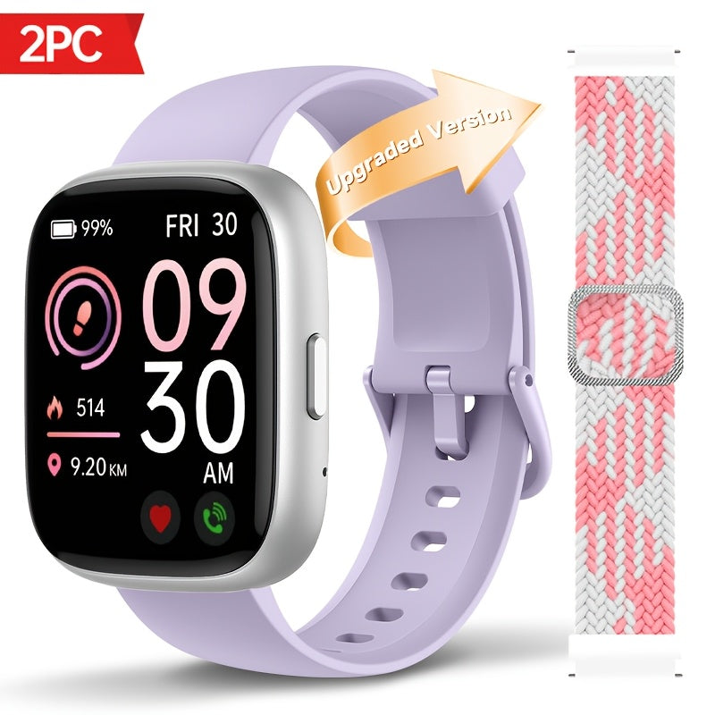 Alexa Built-in Waterproof Smartwatch 1.83" HD – Wireless Calling, 100+ Sport Modes, Heart Rate SpO2 Sleep Tracker, Optional Woven Strap – Unisex Black Green Purple Pink Gold White iPhone & Android