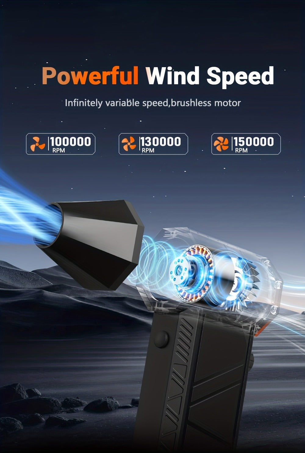 Electric Air Duster 150000RPM Cordless Turbine Blower with 8000mAh Battery & 13kPa Suction – Canned Air Alternative Jet Blower for Keyboard, Computer, Car & Home Cleaning, No Refills Needed