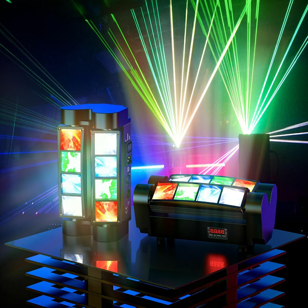 LED Spider Moving Head Stage Light 8x3W DJ Disco Party Light Sound Activated DMX-512 Control Beam Shaking Head Spider Lamp for Club Bar Wedding Carnival Festival Live Show