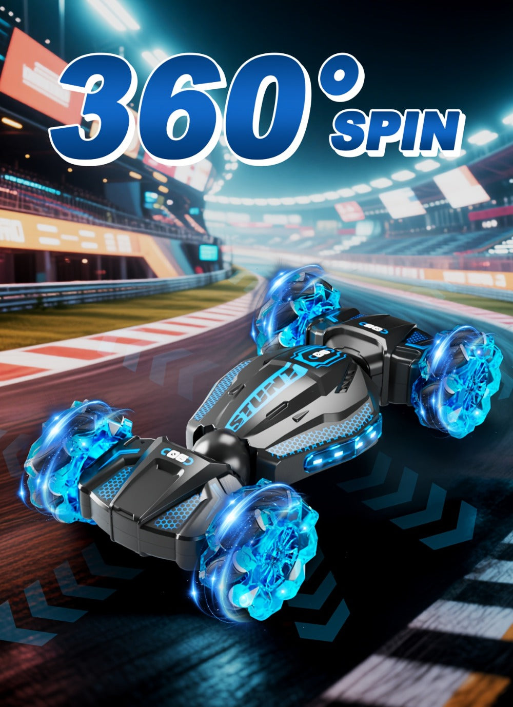 1:24 8WD RC Stunt Car with Dual Remote Control, LED Lights, and 28 km/h Speed