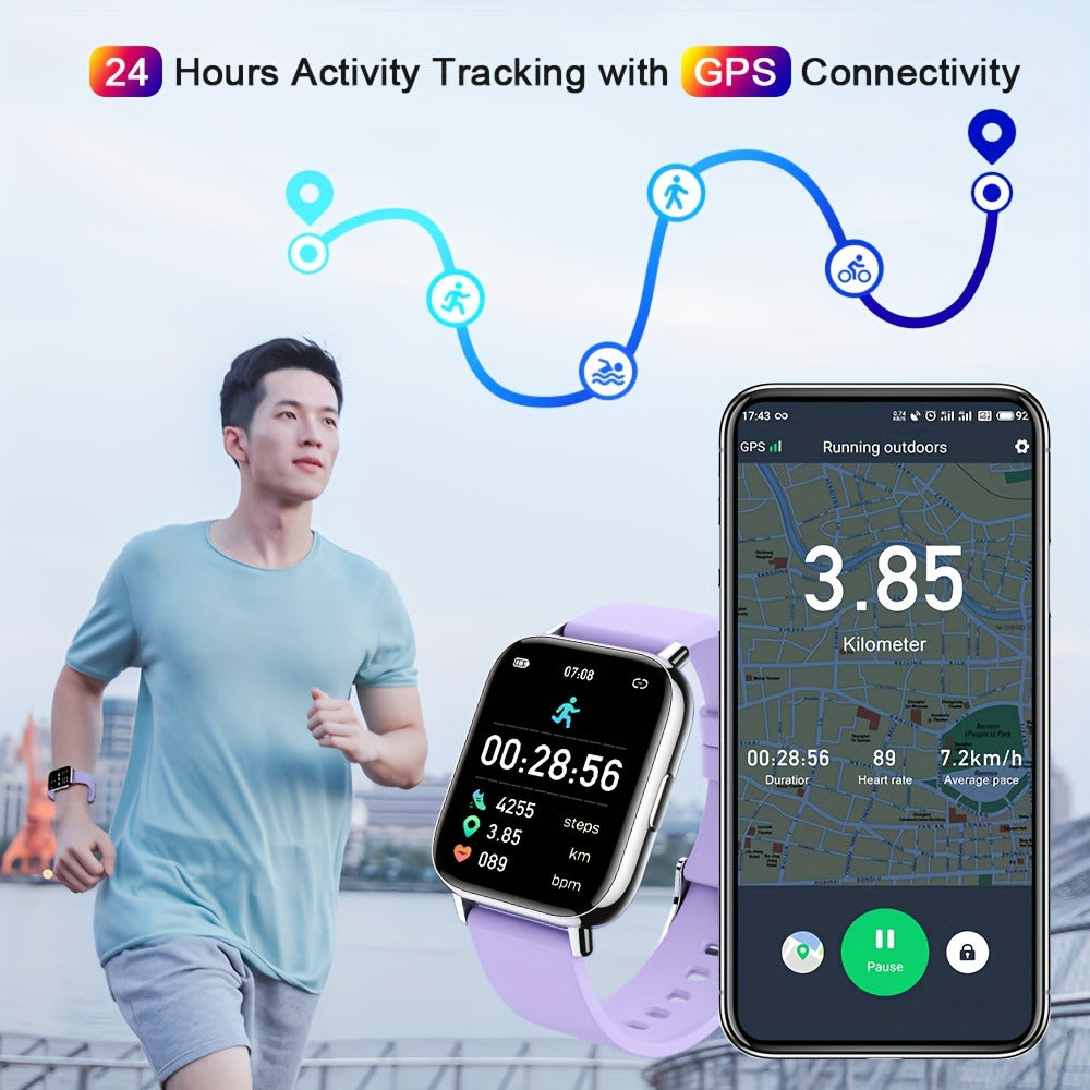 1.69 Inch Big Screen Smartwatch 100 Sport Modes Sleep Monitor Heart Rate Pedometer Fitness Tracker Compatible with Android iOS Unisex Men Women 7 Colors Off White Grey Black Pink Dark Blue Azure Purple
