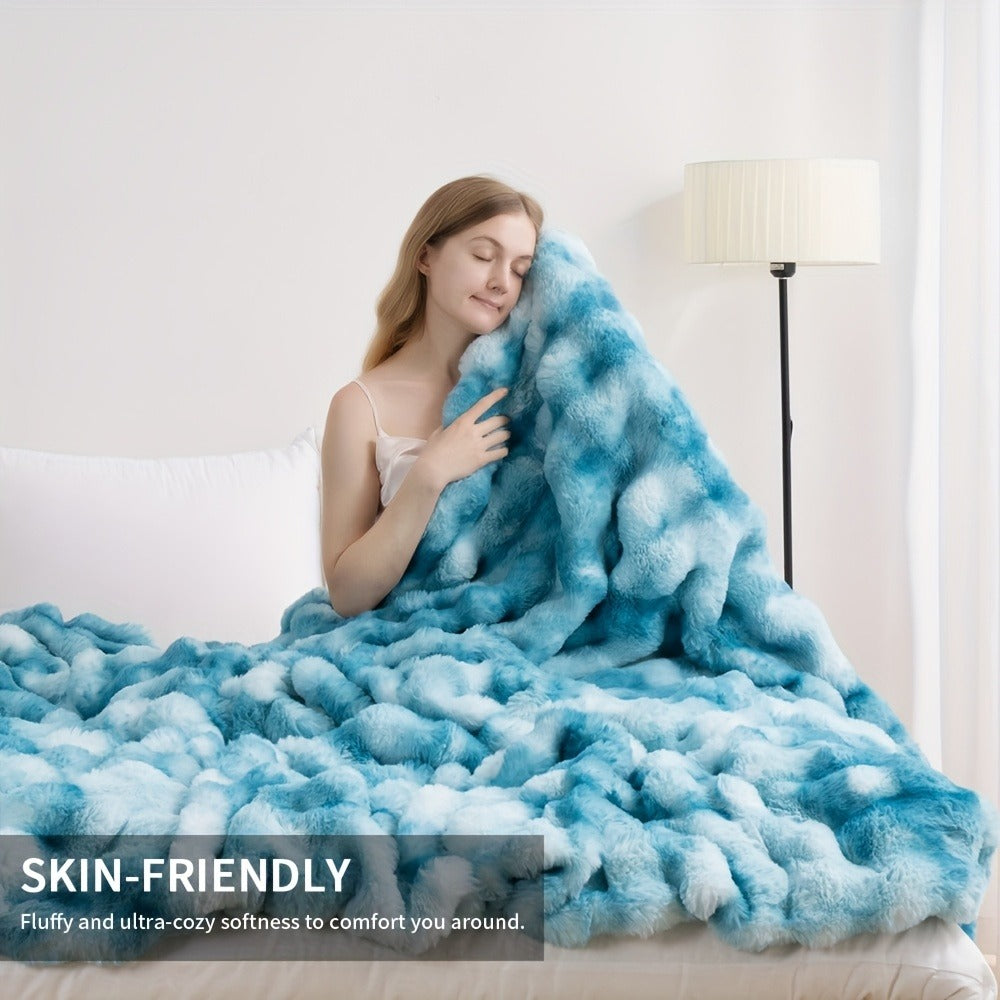 Faux Rabbit Fur Throw Blanket – Ultra-Soft Plush Fleece for Bed, Couch, Sofa & Travel, All Season, 11 Colors, Throw to King Size