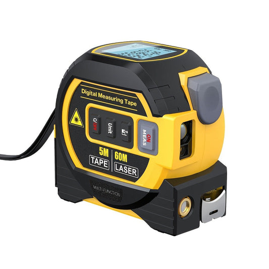 Laser Distance Meter 3-in-1 with 60 m Range, 5 m Tape Measure and Cross Line