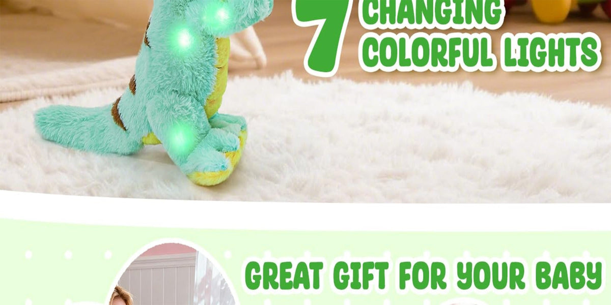 Light-Up T-Rex Stuffed Animal with Music or No-Music Options