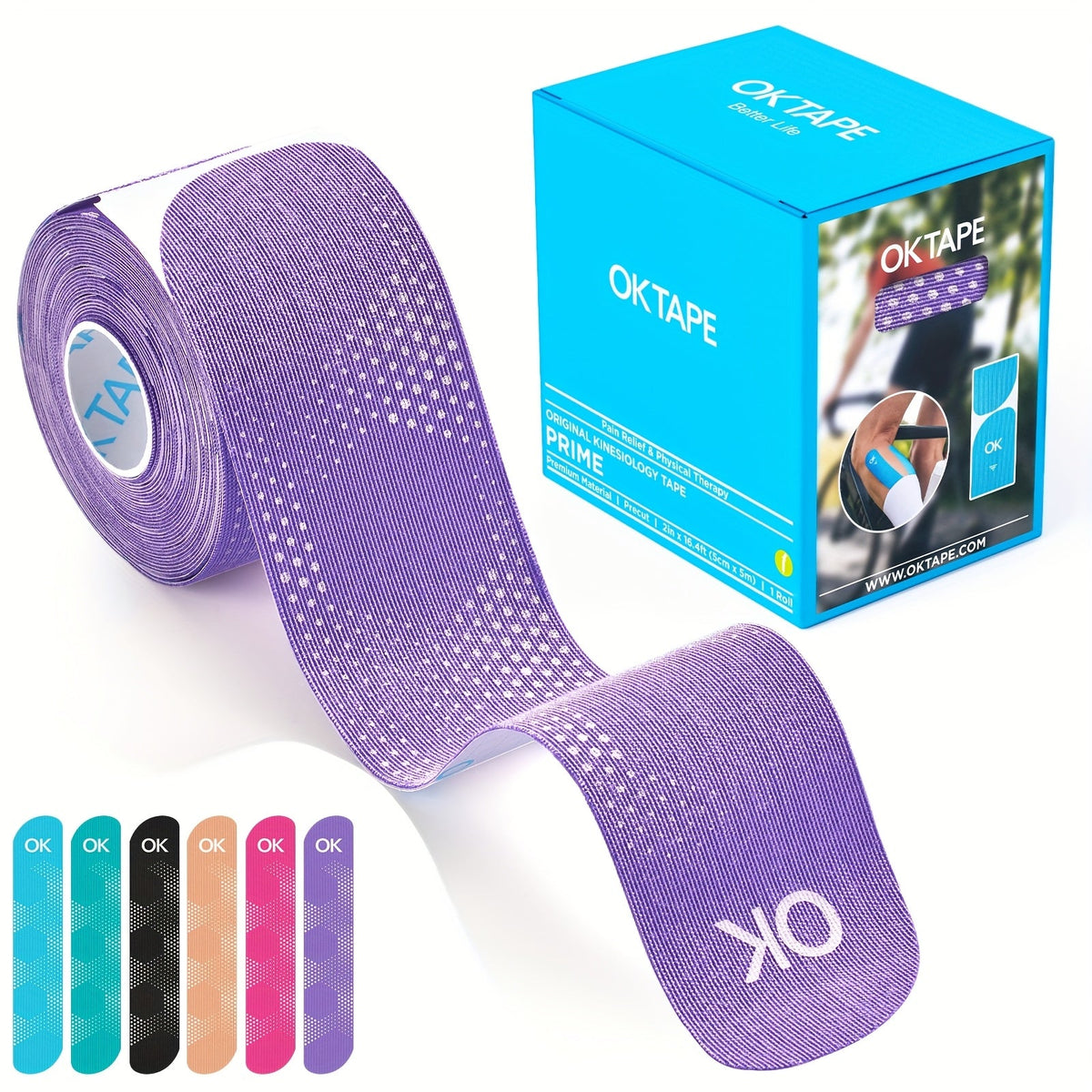Sports Kinesiology Tape 20 Precut Strips Purple Reflective – Elastic Synthetic Athletic Muscle Support Tape, Quick Adhesion, 2" x 10" Each, Waterproof Performance K Tape for Running, Gym & Injury Recovery