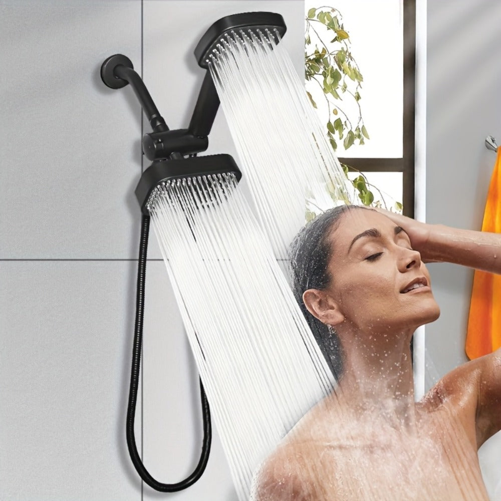 2-in-1 High Pressure Handheld Shower Head Set with Rain Showerhead – Long Hose T-Valve ABS Wall Mount Bathroom Upgrade