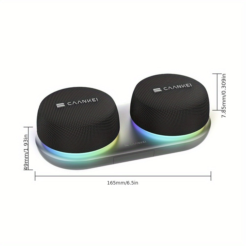 Portable Dual Speaker with Charging Base, 60-Hour Super Long Battery Life, Strong Bass Stereo Surround Sound, Compact Wireless Speaker for Computer Laptop Mobile Phone Desktop Home Office