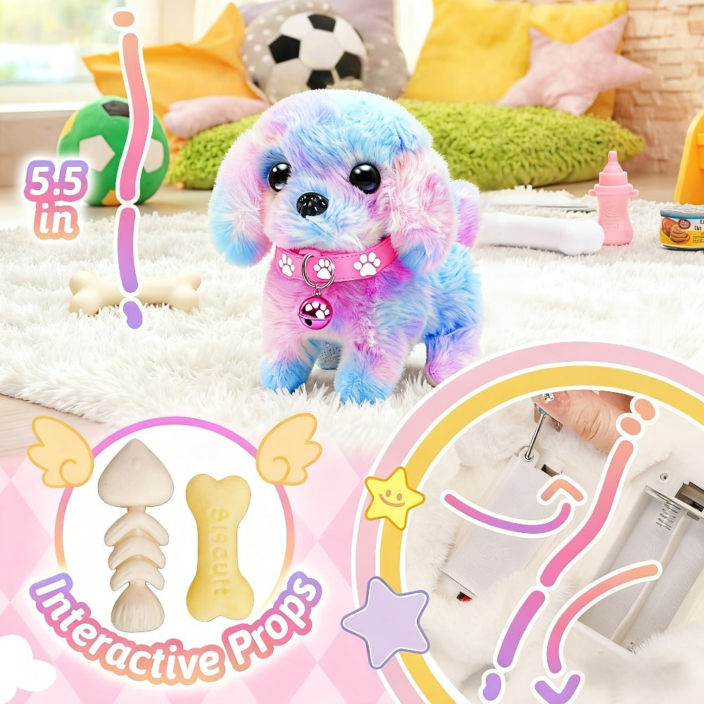 Walking Barking Electric Plush Puppy Toy That Walks Wags Tail & Barks – Realistic Interactive Pet Dog with Leash Bone Bow Tie, Premium Gift Box, Kids Birthday Gift for Boys Girls Toddlers Age 3+