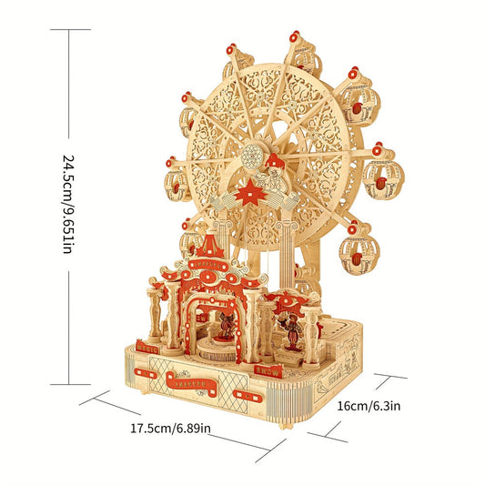 Ferris Wheel Wooden Music Box Kit, FW-1 DIY Mechanical Display Model