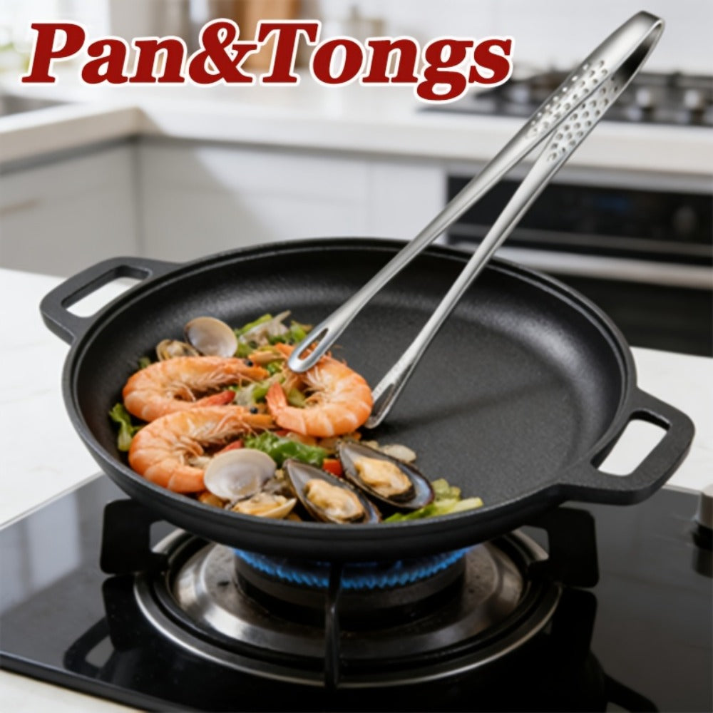 Pre-Seasoned Cast Iron Skillet Set 2 & 3 Piece – Non-Stick Durable Even-Heating Pan for Pizza, BBQ & Pancakes | Oven, Stovetop, Grill & Campfire Safe Versatile Home & Outdoor Cooking Cookware